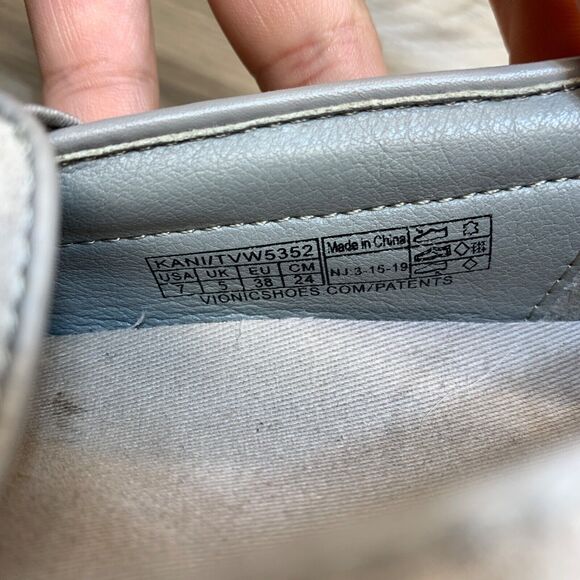 Vionic Slip On Sneakers Gray Laser Cut Perforated Suede Shoes Flat Womens Size 7 - Picture 8 of 10